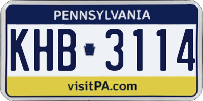 PA license plate KHB3114