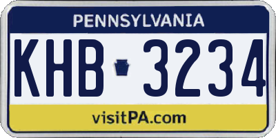 PA license plate KHB3234
