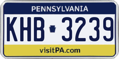 PA license plate KHB3239