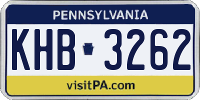 PA license plate KHB3262