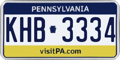 PA license plate KHB3334
