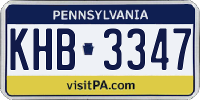PA license plate KHB3347