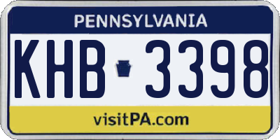 PA license plate KHB3398