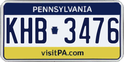 PA license plate KHB3476