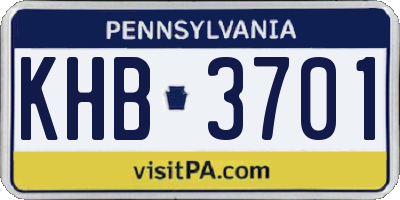 PA license plate KHB3701