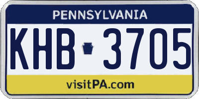 PA license plate KHB3705