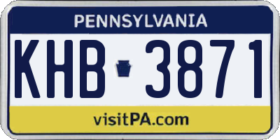 PA license plate KHB3871