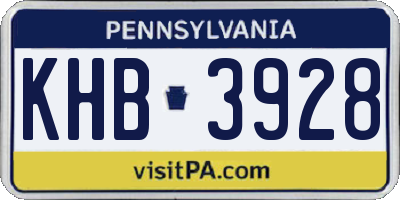 PA license plate KHB3928