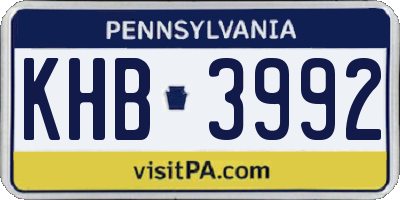 PA license plate KHB3992