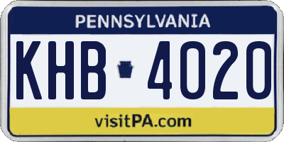 PA license plate KHB4020