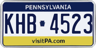 PA license plate KHB4523