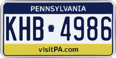 PA license plate KHB4986