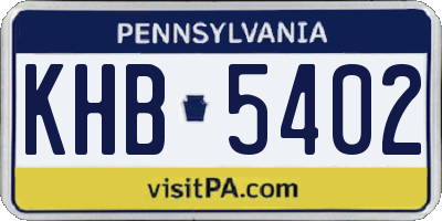 PA license plate KHB5402
