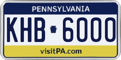 PA license plate KHB6000