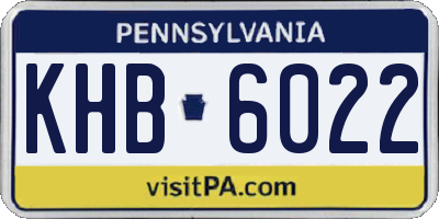 PA license plate KHB6022