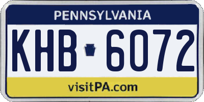 PA license plate KHB6072