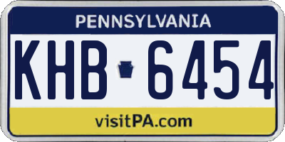 PA license plate KHB6454