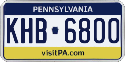 PA license plate KHB6800