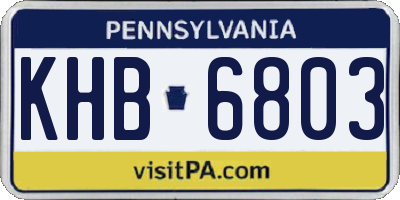 PA license plate KHB6803