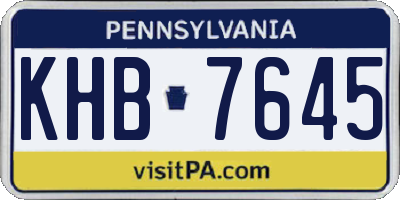 PA license plate KHB7645