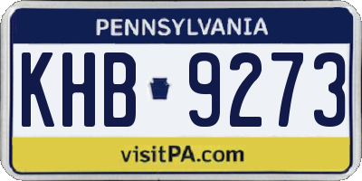 PA license plate KHB9273