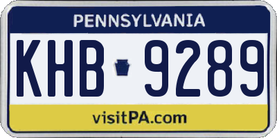 PA license plate KHB9289