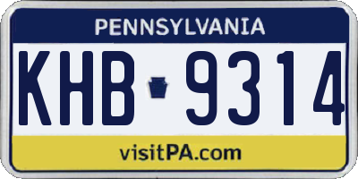 PA license plate KHB9314
