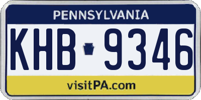 PA license plate KHB9346