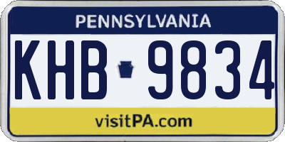PA license plate KHB9834