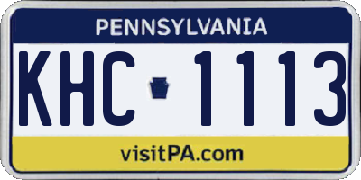 PA license plate KHC1113