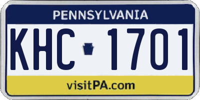 PA license plate KHC1701