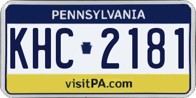 PA license plate KHC2181