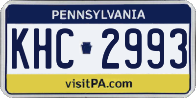 PA license plate KHC2993