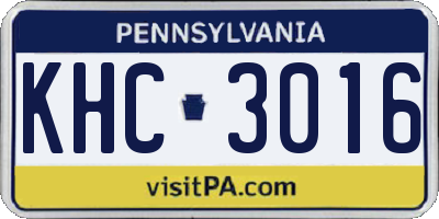 PA license plate KHC3016