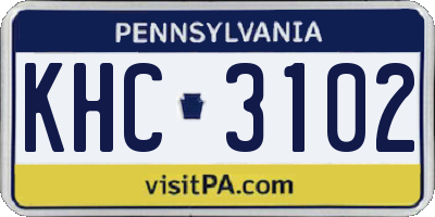 PA license plate KHC3102