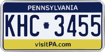 PA license plate KHC3455