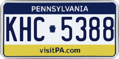 PA license plate KHC5388