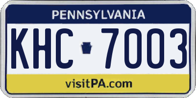 PA license plate KHC7003