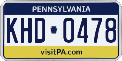 PA license plate KHD0478