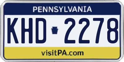 PA license plate KHD2278
