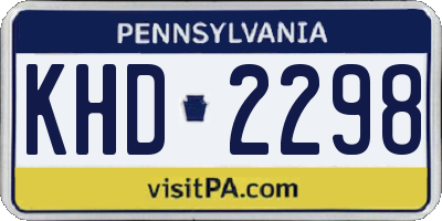 PA license plate KHD2298