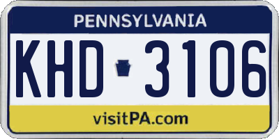 PA license plate KHD3106