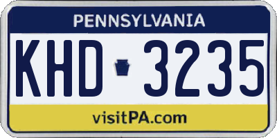 PA license plate KHD3235