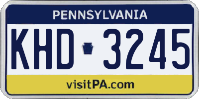 PA license plate KHD3245
