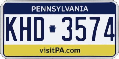 PA license plate KHD3574