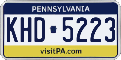 PA license plate KHD5223