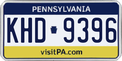 PA license plate KHD9396