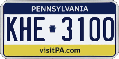 PA license plate KHE3100