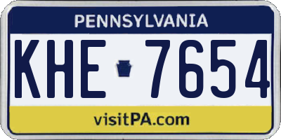 PA license plate KHE7654
