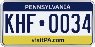 PA license plate KHF0034